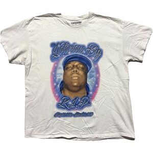 Notorious BIG‎ Biggie Vintage Retro Rap Tee T-Shirt RIP Airbrush Graphic Sz L/XL
